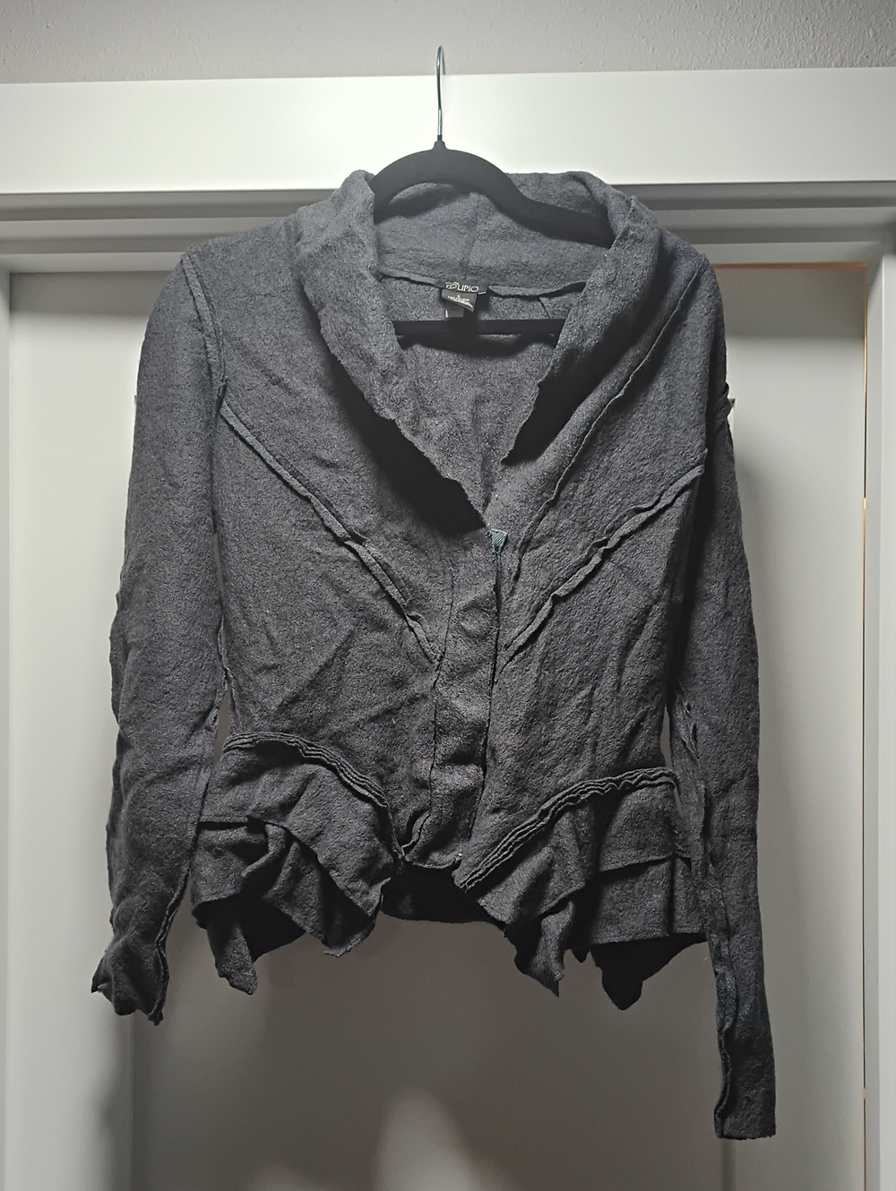 Cupio Dark Gray Ruffle Hem Blazer Jacket